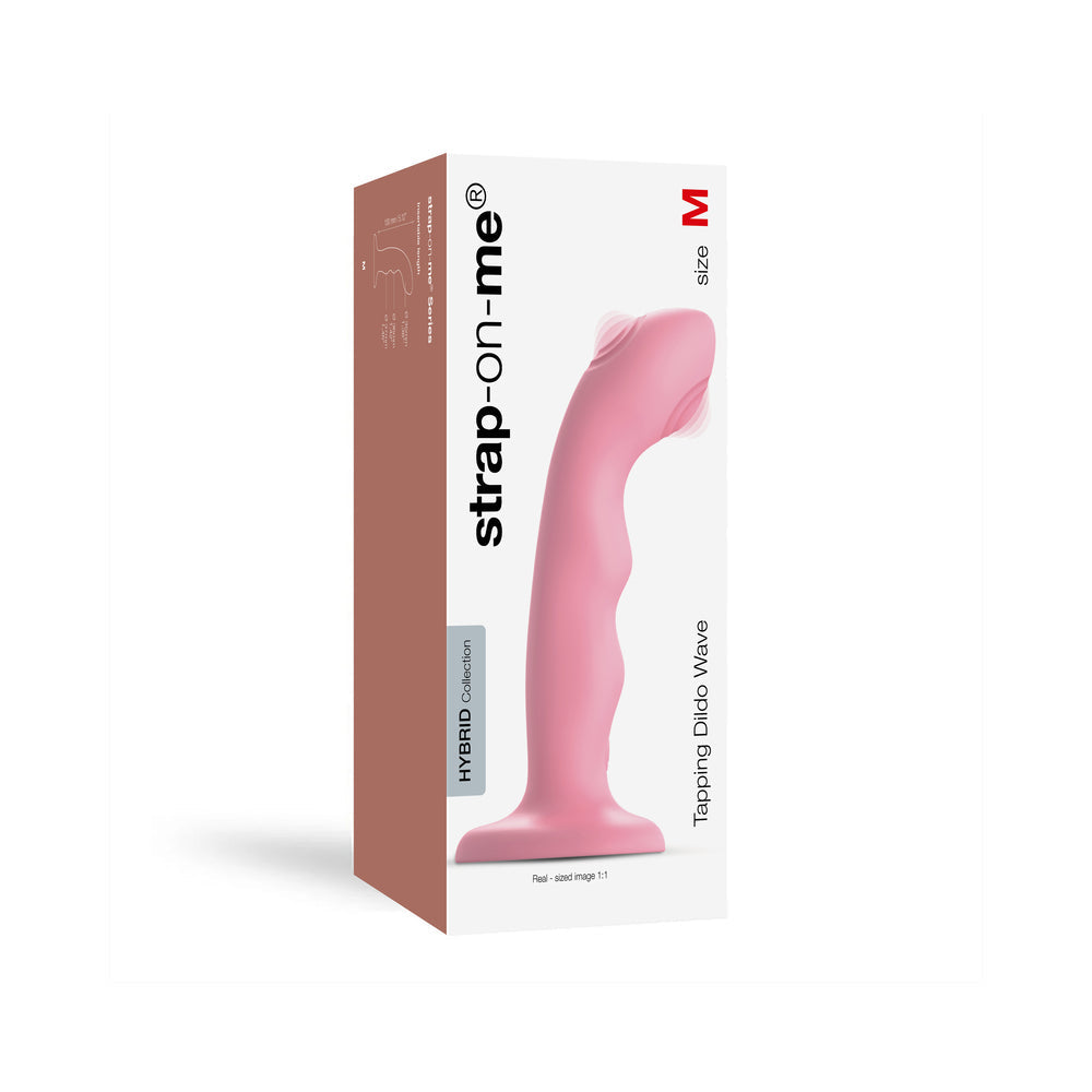 Strap-On-Me Tapping Dildo Wave Coral Pink - Red Garter