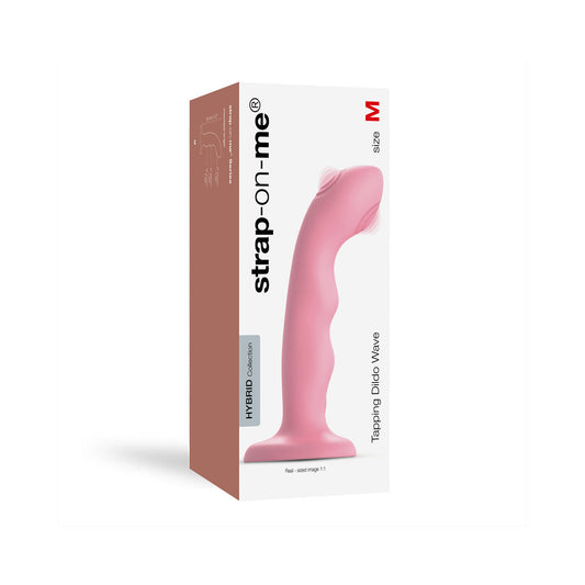 Strap-On-Me Tapping Dildo Wave Coral Pink - Red Garter