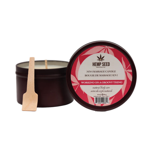 Earthly Body Hemp Seed 3-in-1 Massage Candle Working On A Groovy Thing 6 oz. - Red Garter