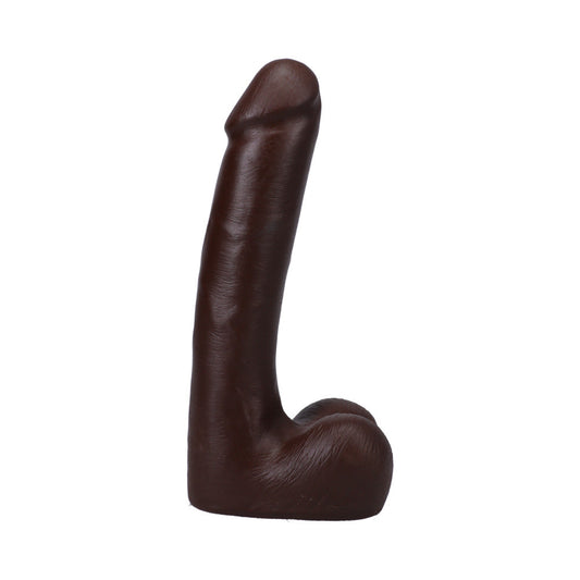 The Realistic Cock 9 in. ULTRASKYN Vac-U-Lock Dildo with Balls Chocolate - Red Garter