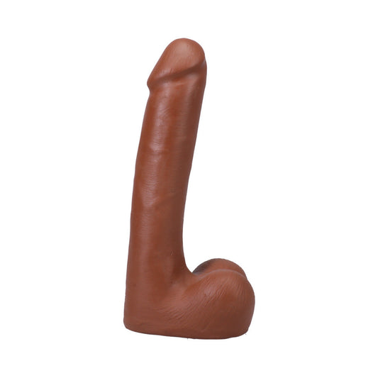 The Realistic Cock 9 in. ULTRASKYN Vac-U-Lock Dildo with Balls Caramel - Red Garter
