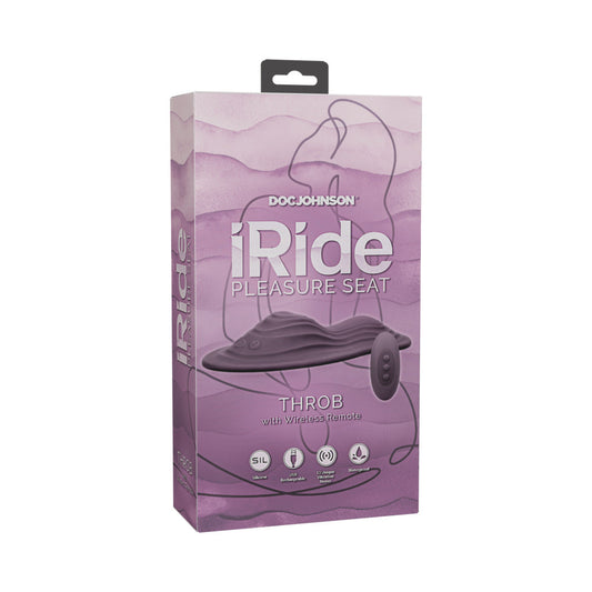 iRide Pleasure Seat Throb Rechargeable with Wireless Remote Dusty Purple - Red Garter