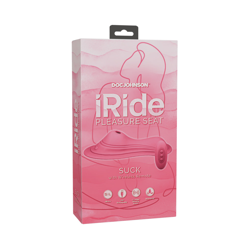 iRide Pleasure Seat Suck Rechargeable with Wireless Remote Dusty Pink - Red Garter