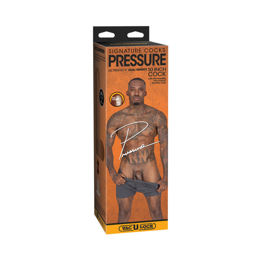 Signature Cocks Pressure 10 in. ULTRASKYN Vac-U-Lock Dildo - Red Garter