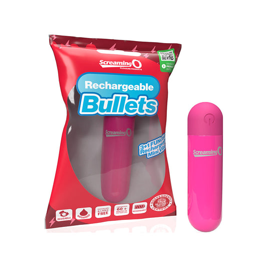 Screaming O Rechargeable Bullets Pink - Red Garter