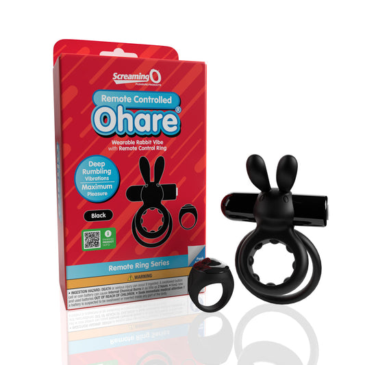 Screaming O Remote Controlled Ohare Vibrating Ring Black - Red Garter