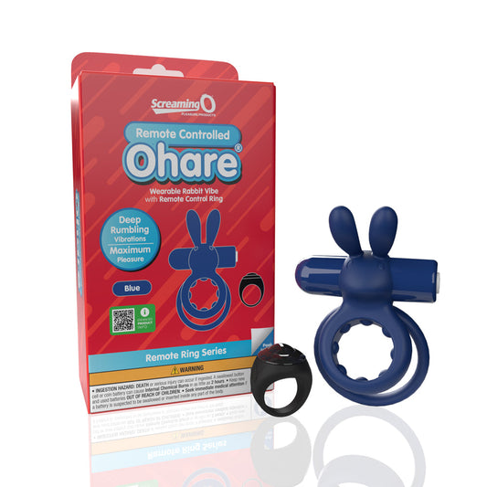 Screaming O Remote Controlled Ohare Vibrating Ring Blue - Red Garter