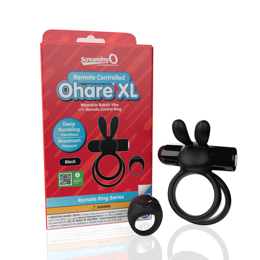 Screaming O Remote Controlled Ohare XL Vibrating Ring Black - Red Garter