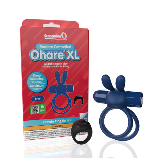 Screaming O Remote Controlled Ohare XL Vibrating Ring Blue - Red Garter