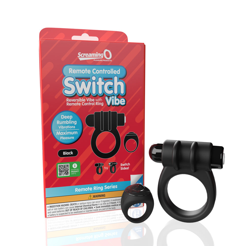 Screaming O Remote Controlled Switch Vibrating Ring Black - Red Garter