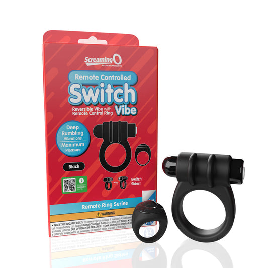 Screaming O Remote Controlled Switch Vibrating Ring Black - Red Garter