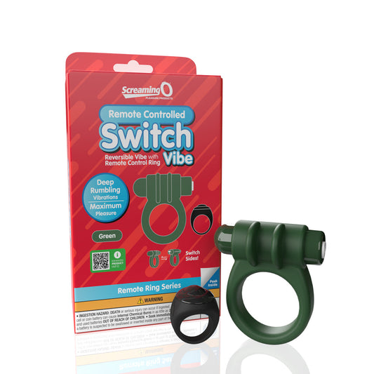 Screaming O Remote Controlled Switch Vibrating Ring Green - Red Garter