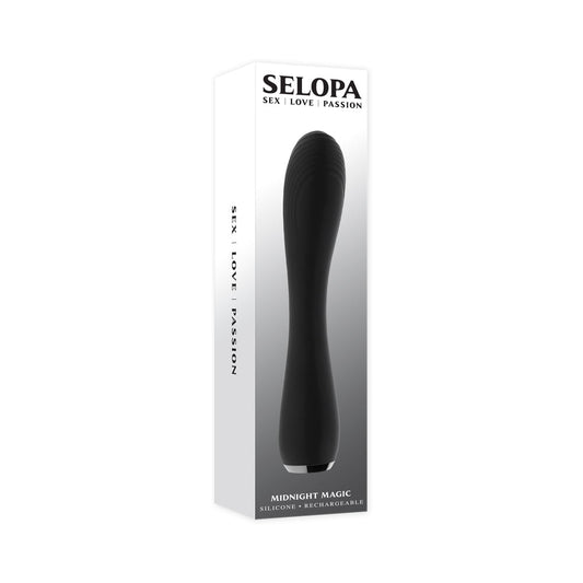 Selopa Midnight Magic Rechargeable Vibrator Silicone Black - Red Garter