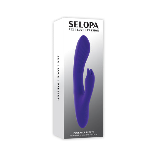 Selopa Poseable Bunny Rechargeable Dual Stimulator Silicone Purple - Red Garter