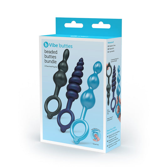 b-Vibe Beaded Butties Bundle 3-Piece Anal Plug Set - Red Garter