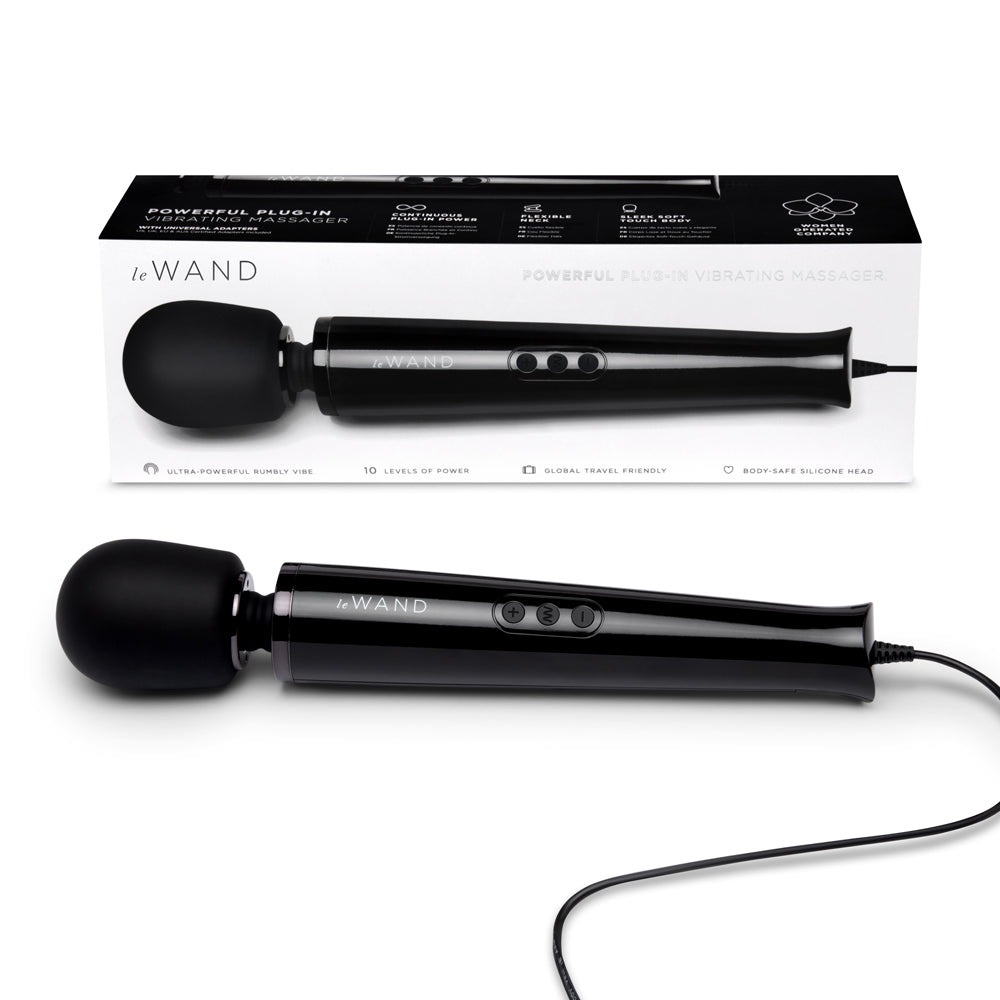 Le Wand Plug-In Vibrating Massager Black - Red Garter