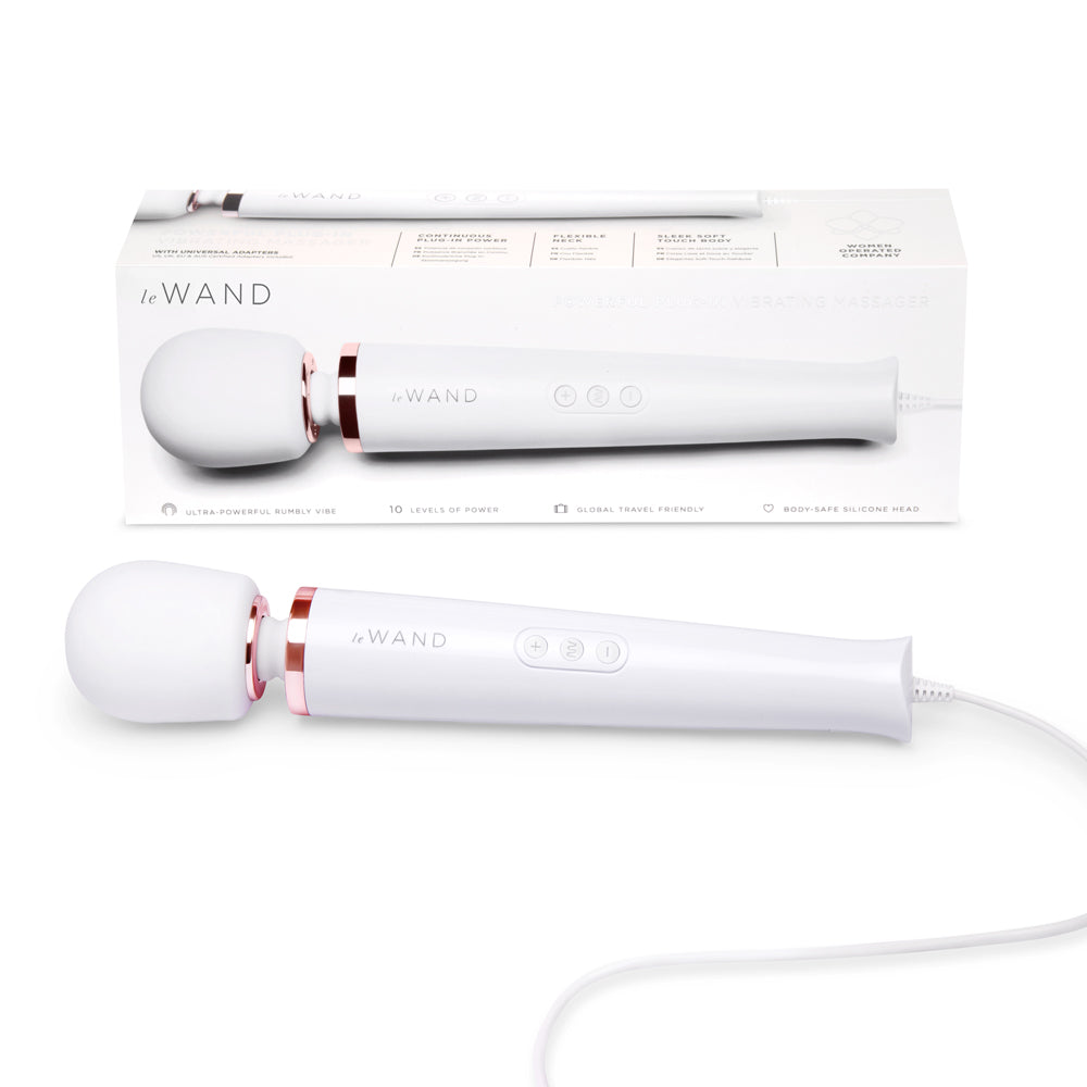 Le Wand Plug-In Vibrating Massager White - Red Garter