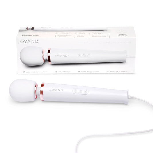 Le Wand Plug-In Vibrating Massager White - Red Garter