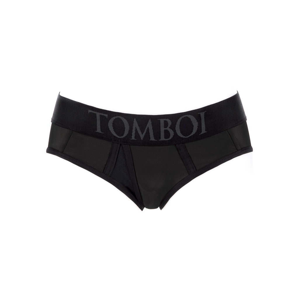 SpareParts Tomboi Cover Brief Style Underwear Harness Nylon Black/Black XXS - Red Garter
