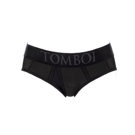 SpareParts Tomboi Cover Brief Style Underwear Harness Nylon Black/Black XXS - Red Garter