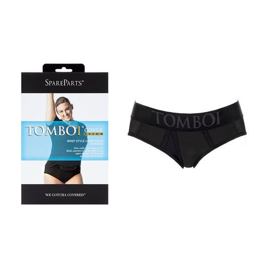 SpareParts Tomboi Cover Brief Style Underwear Harness Nylon Black/Black 5XL - Red Garter