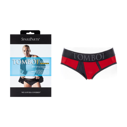 SpareParts Tomboi Cover Brief Style Underwear Harness Nylon Red/Black M - Red Garter