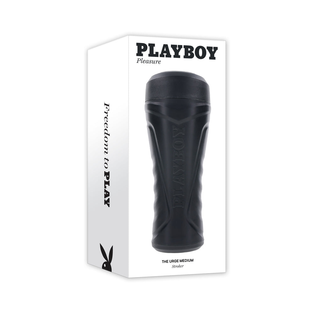 Playboy The Urge Medium Stroker Non-Vibrating TPE Black - Red Garter