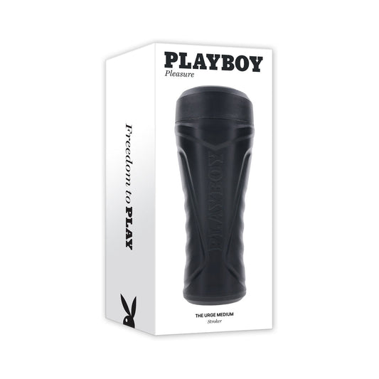 Playboy The Urge Medium Stroker Non-Vibrating TPE Black - Red Garter