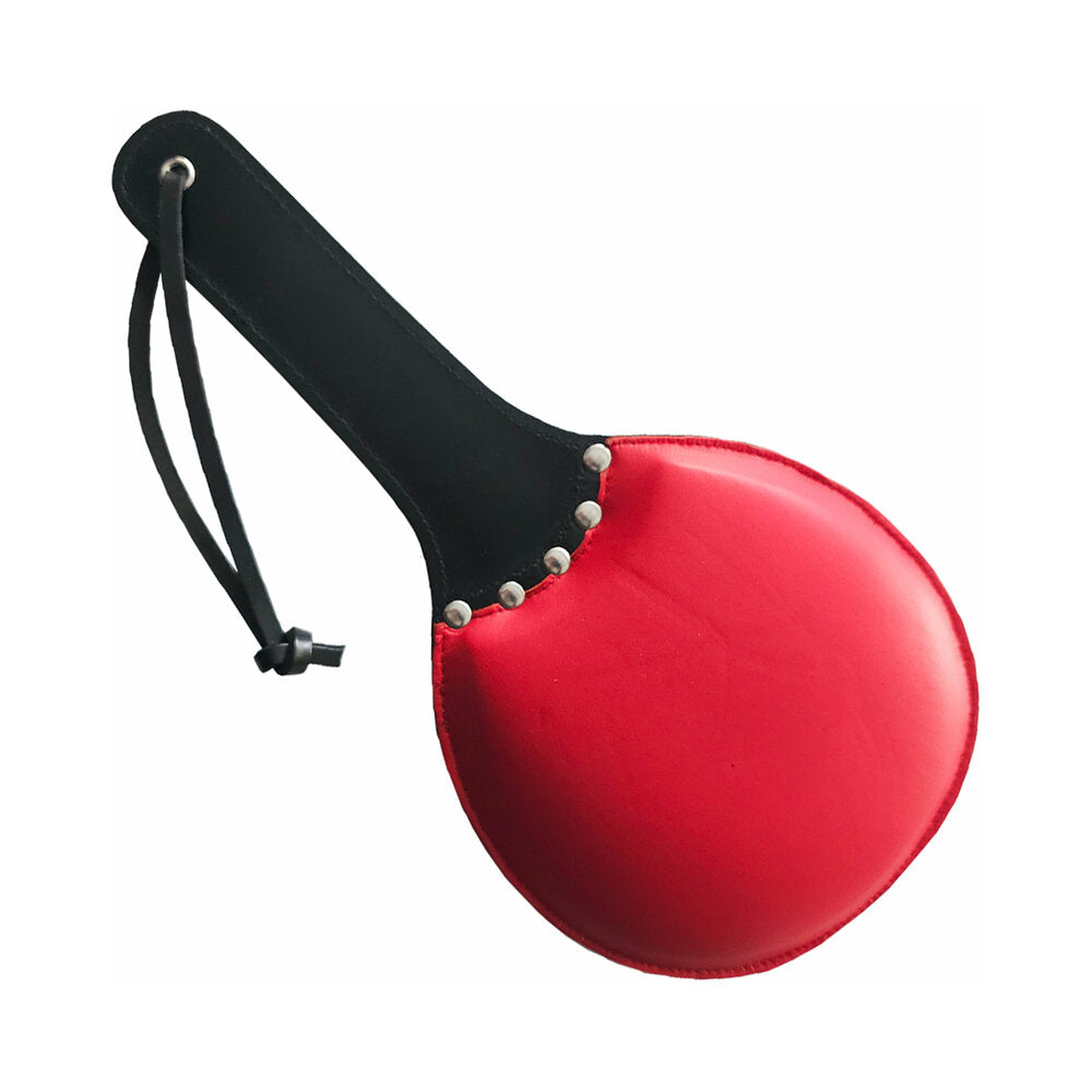 Rouge Leather Padded Ping Pong Paddle Black/Red - Red Garter