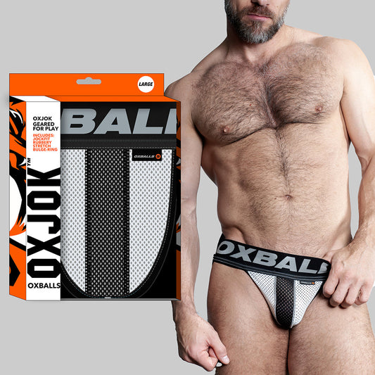 Oxballs Oxjok Airmesh Swagger Slider-Strap Jock Ice White XL - Red Garter
