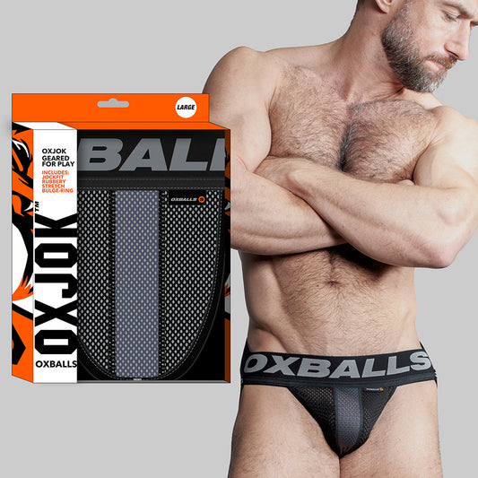 Oxballs Oxjok Airmesh Swagger Slider-Strap Jock Tar Black XL - Red Garter