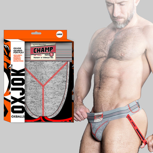 Oxballs Oxjok Champ Vintage Sweatshirt-Jock Gray Heather S - Red Garter