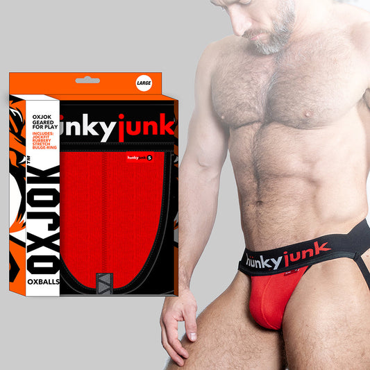 Oxballs Oxjok Hunker Comfy-Pouch Slider-Strap Jock Red Hot L - Red Garter