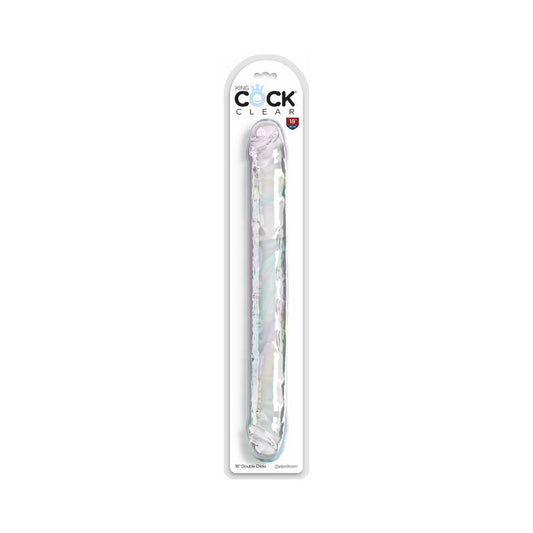 King Cock Double Dildo 18 in. Clear - Red Garter