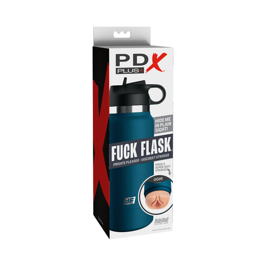 PDX Plus Fuck Flask Private Pleaser Discreet Stroker Blue Bottle Light - Red Garter