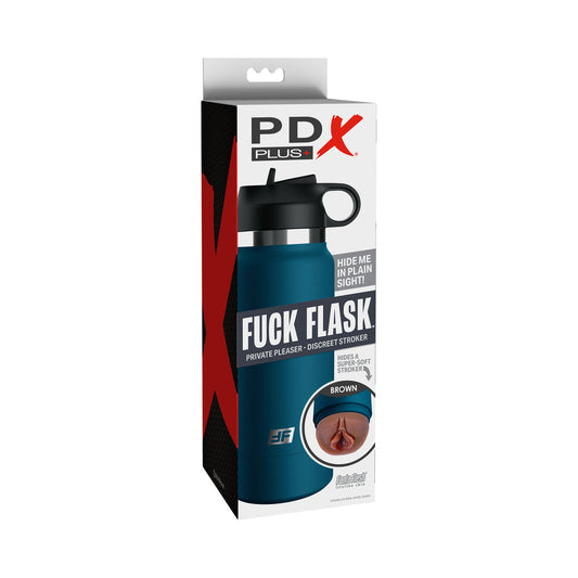 PDX Plus Fuck Flask Private Pleaser Discreet Stroker Blue Bottle Brown - Red Garter