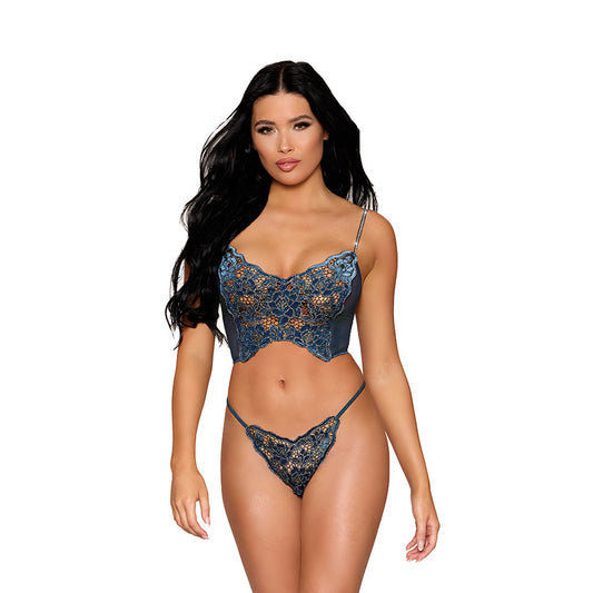 Dreamgirl Lace Bustier and G-String Twilight S - Red Garter