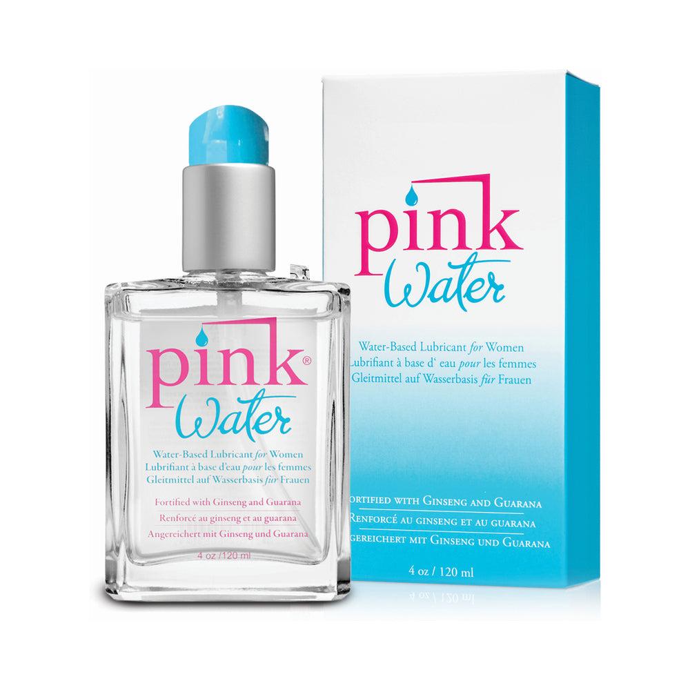 Pink Water Water-Based Lubricant 4 oz. Glass Bottle - Red Garter