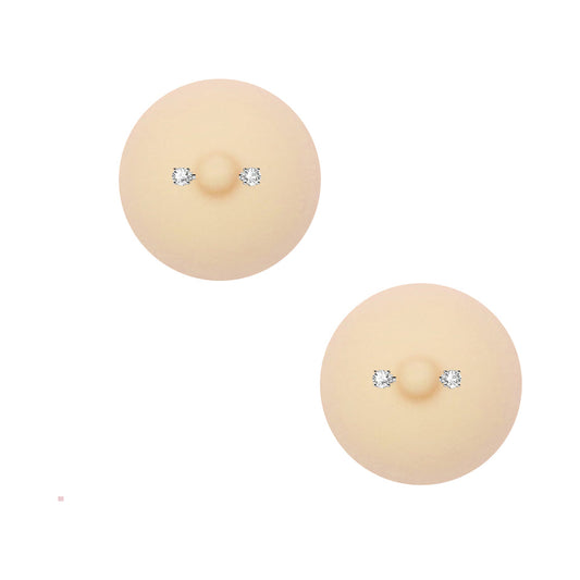 Neva Nude NuNip Peek A Boo Piercing Nude Nipple Reusable Silicone Nipple Pasties - Red Garter