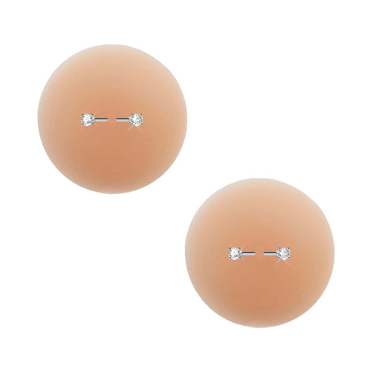 Neva Nude Peek-A-Boo Piercing Bling Reusable Silicone Nipple Pasties - Red Garter