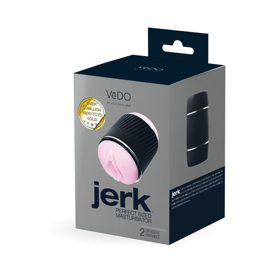 VeDO Jerk Masturbation Sleeve Black with Pink Sleeve - Red Garter