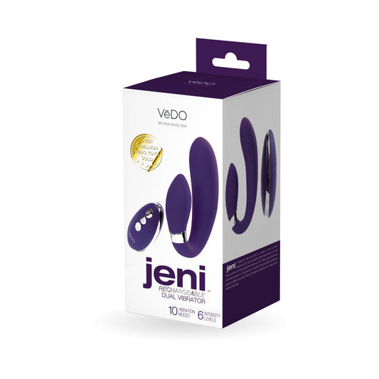VeDO Jeni C-Shaped Dual Motor Vibe with Remote Purple - Red Garter