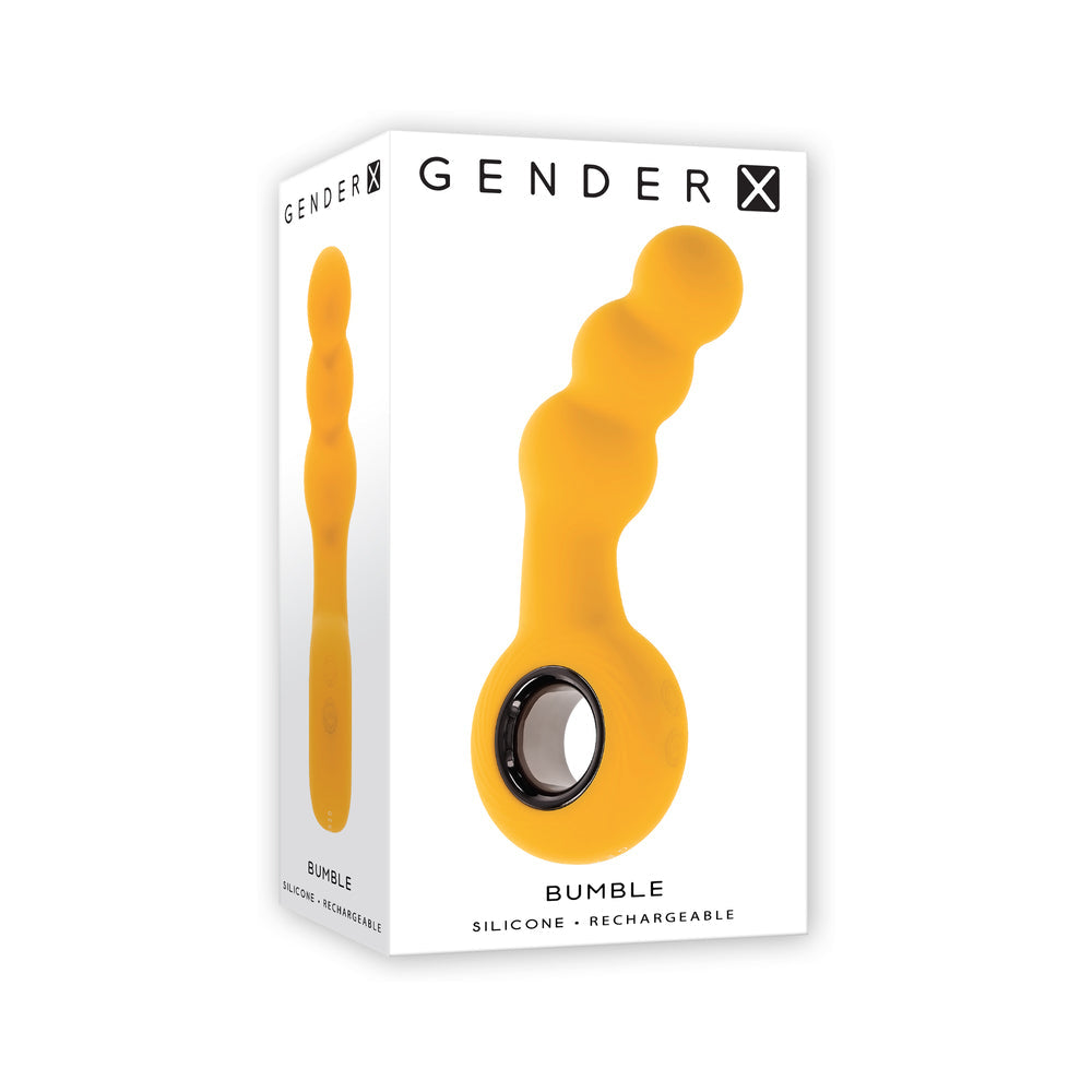 Gender X Bumble Rechargeable Silicone Vibrating Plug Yellow - Red Garter