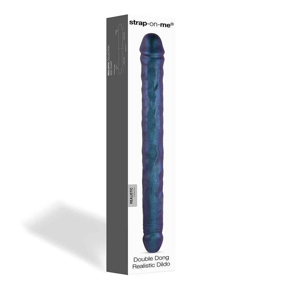 Strap-On-Me Double Dong Realistic Dildo Snaky Metallic Color - Red Garter