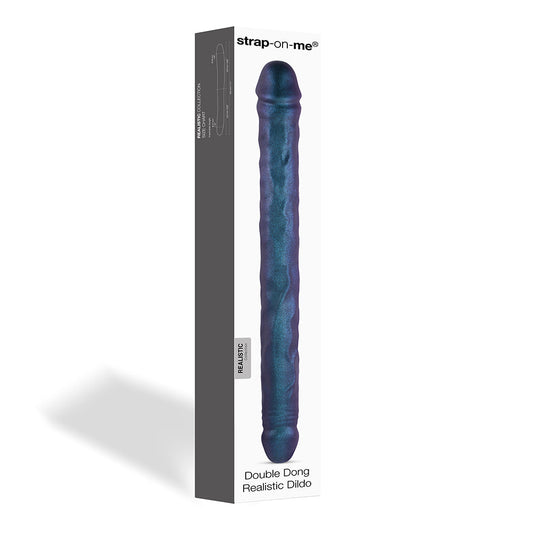 Strap-On-Me Double Dong Realistic Dildo Snaky Metallic Color - Red Garter