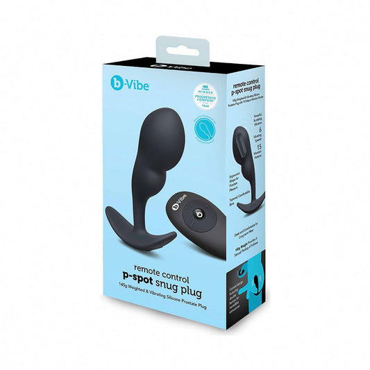 b-Vibe Vibrating P-Spot Snug Plug Large with Rechargeable Remote Control - Red Garter