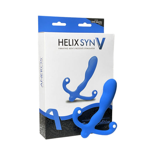 Aneros Helix Syn V Vibrating Prostate Stimulator Special Edition Blue - Red Garter