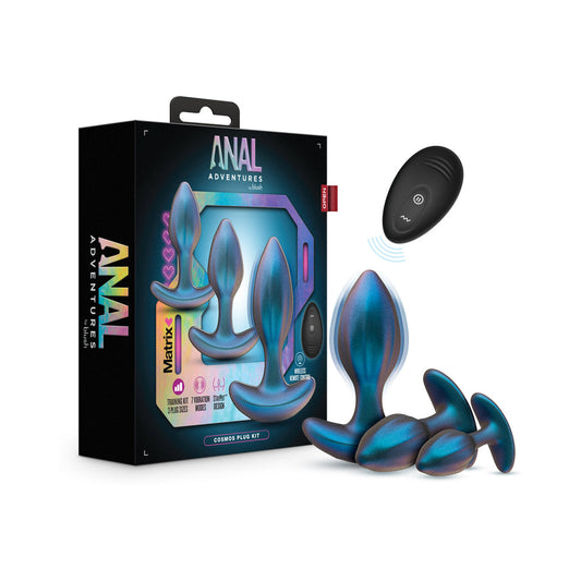 Anal Adventures Matrix Cosmos Plug Kit Lunar Blue - Red Garter