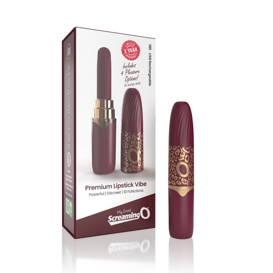Screaming O My Secret Premium Rechargeable Vibrating Lipstick Merlot - Red Garter
