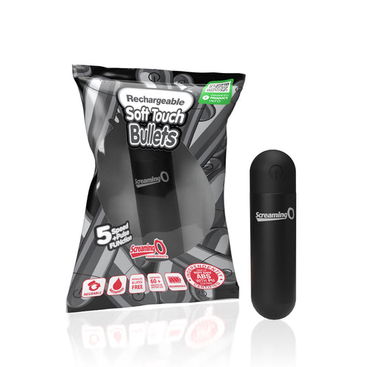 Screaming O Soft Touch Rechargeable Bullets Black - Red Garter